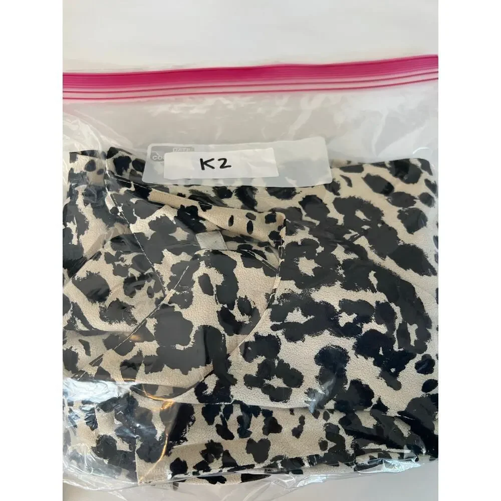 J.Crew Jules Shift Dress Snowcat Leopard Print Black Long Sleeve Mini Women's S